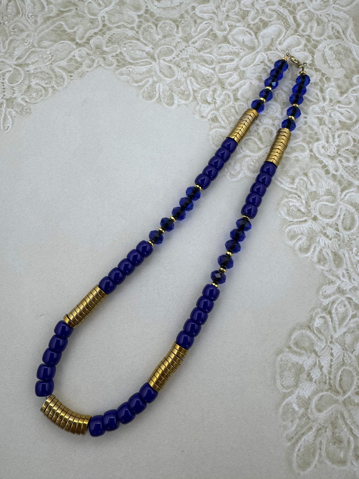 Royal Blue Beaded Necklace