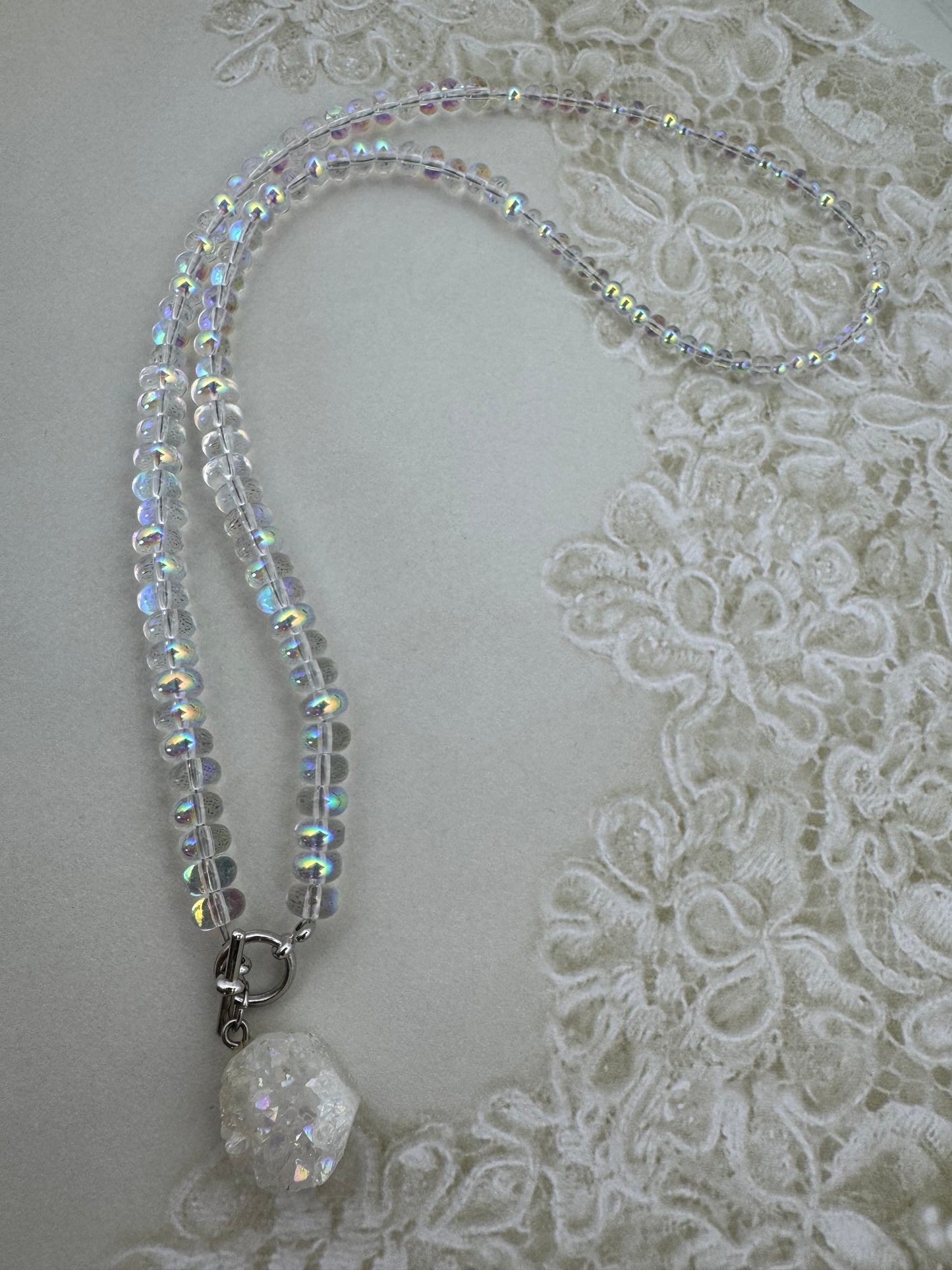 Iridescent White Quartz Necklace