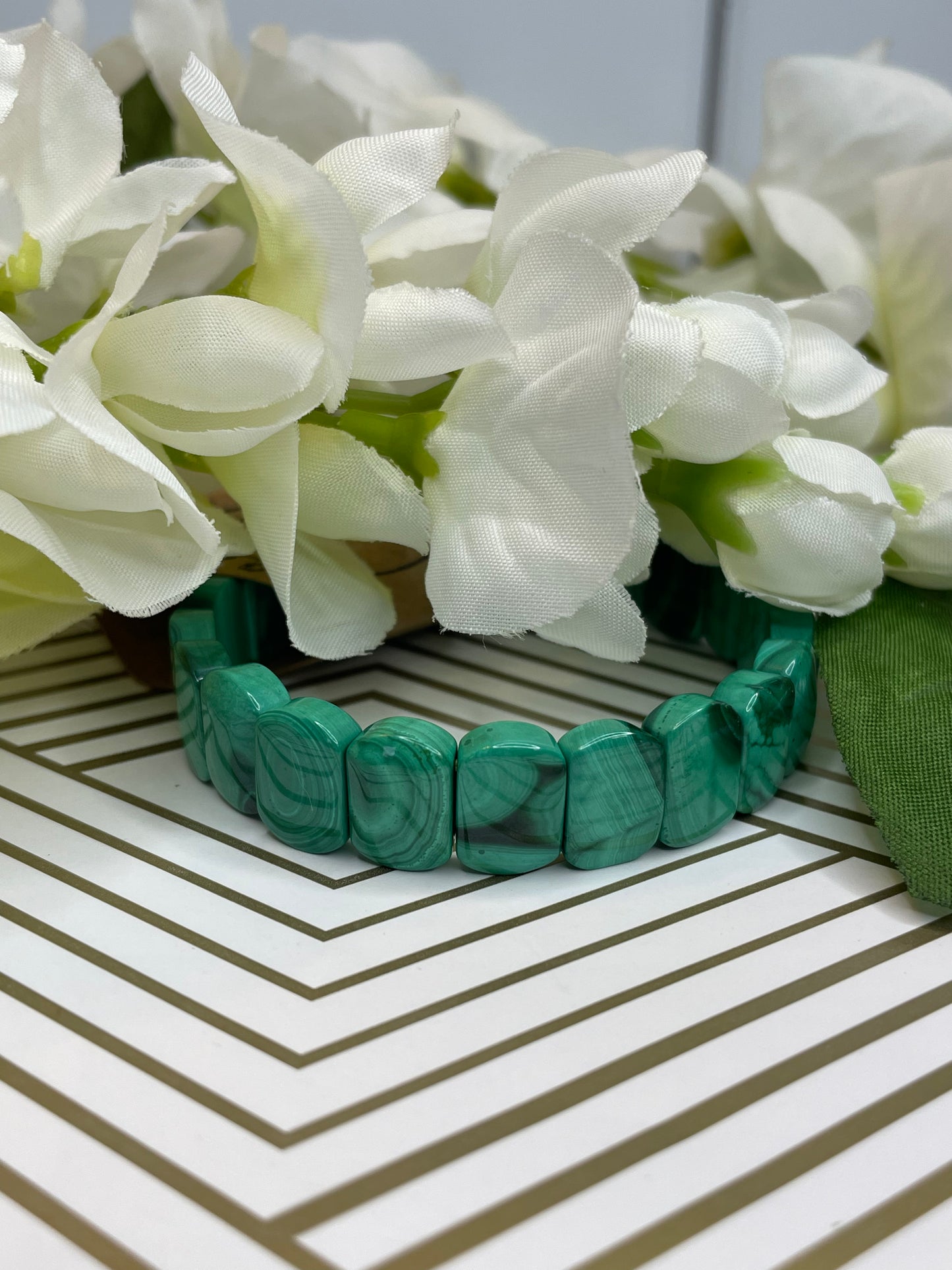 Malachite Stretch Bangle Bracelet