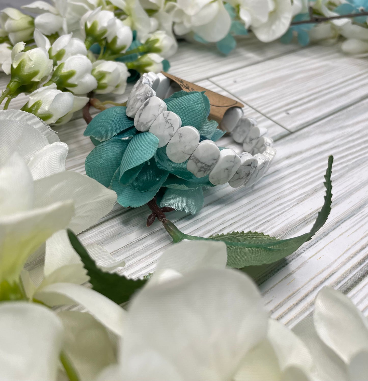 Howlite Faceted Stretch Bangle Bracelets