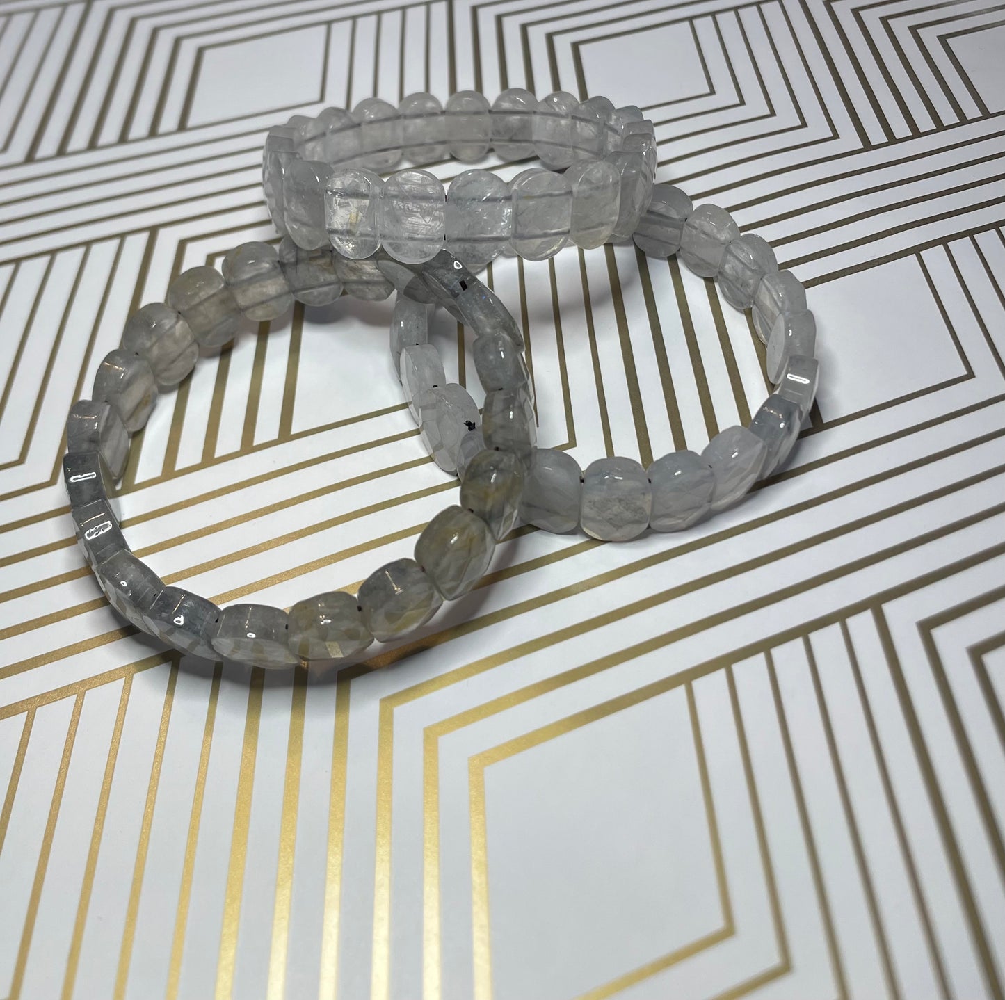 Faceted Clear Quartz Bangle Bracelet