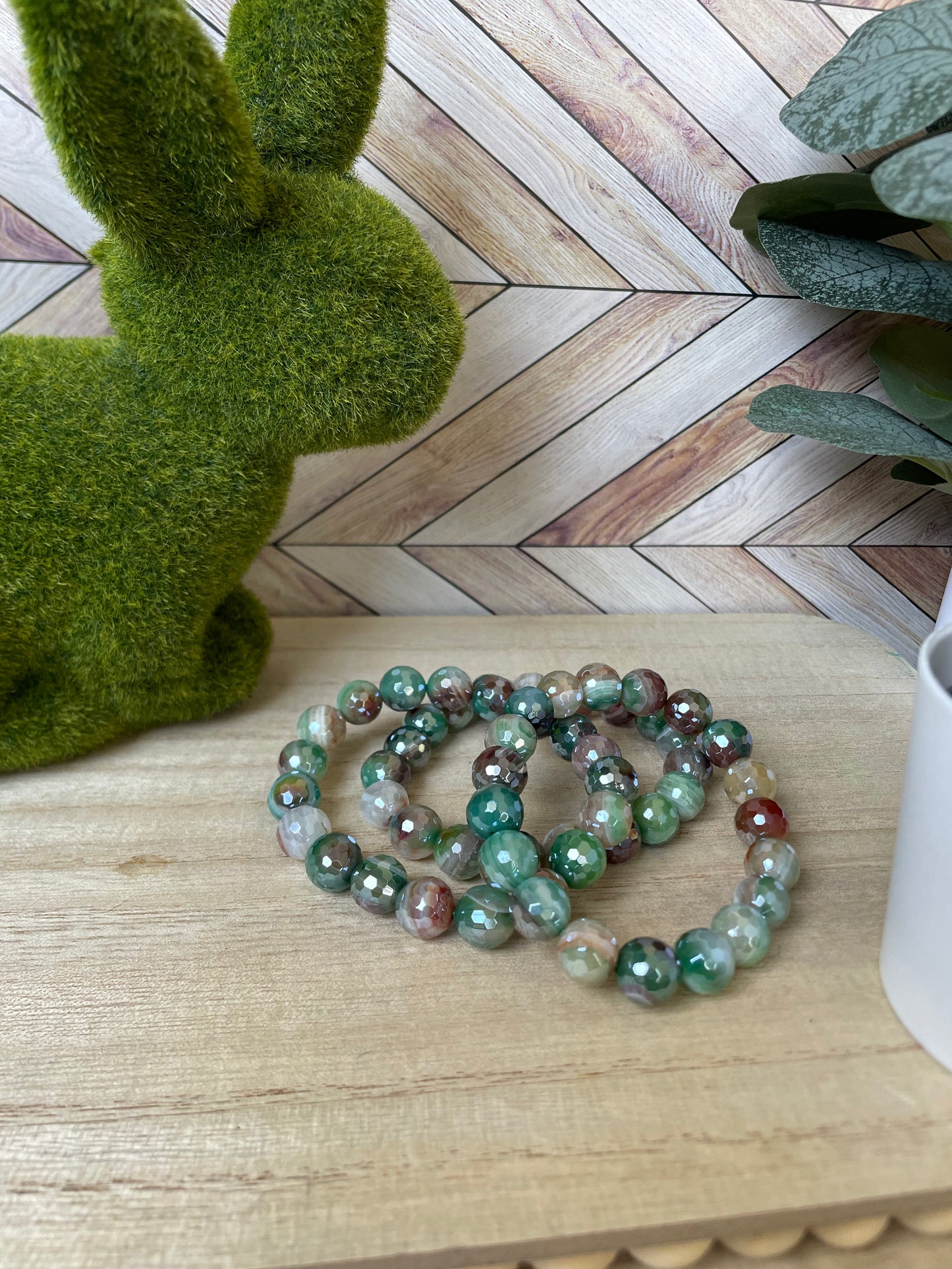 Plated Agate Stretch Bracelet