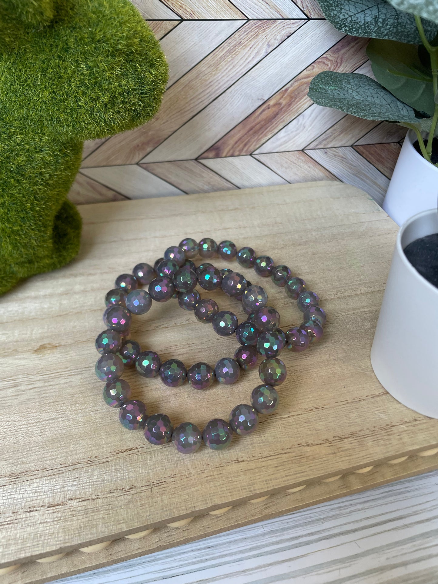 Plated Agate Stretch Bracelet