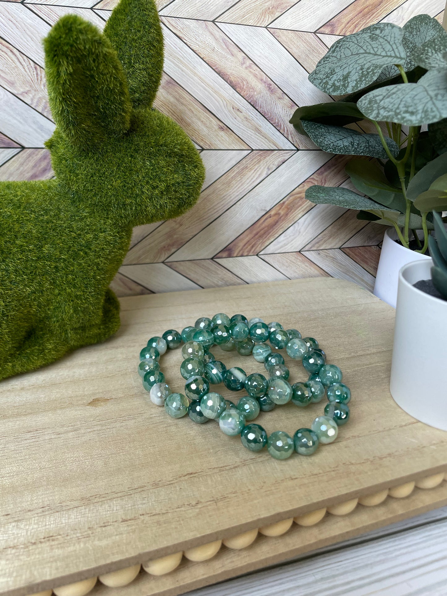 Plated Agate Stretch Bracelet