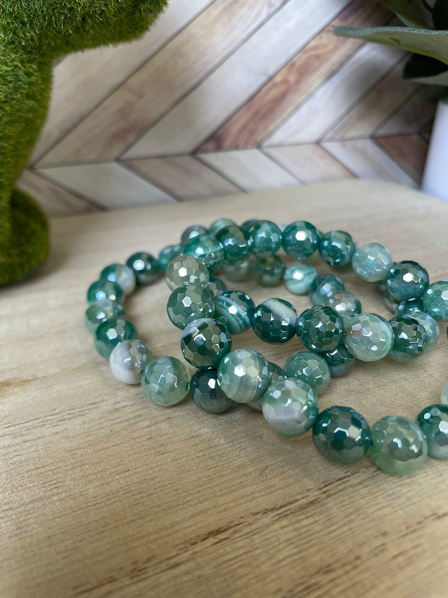 Plated Agate Stretch Bracelet