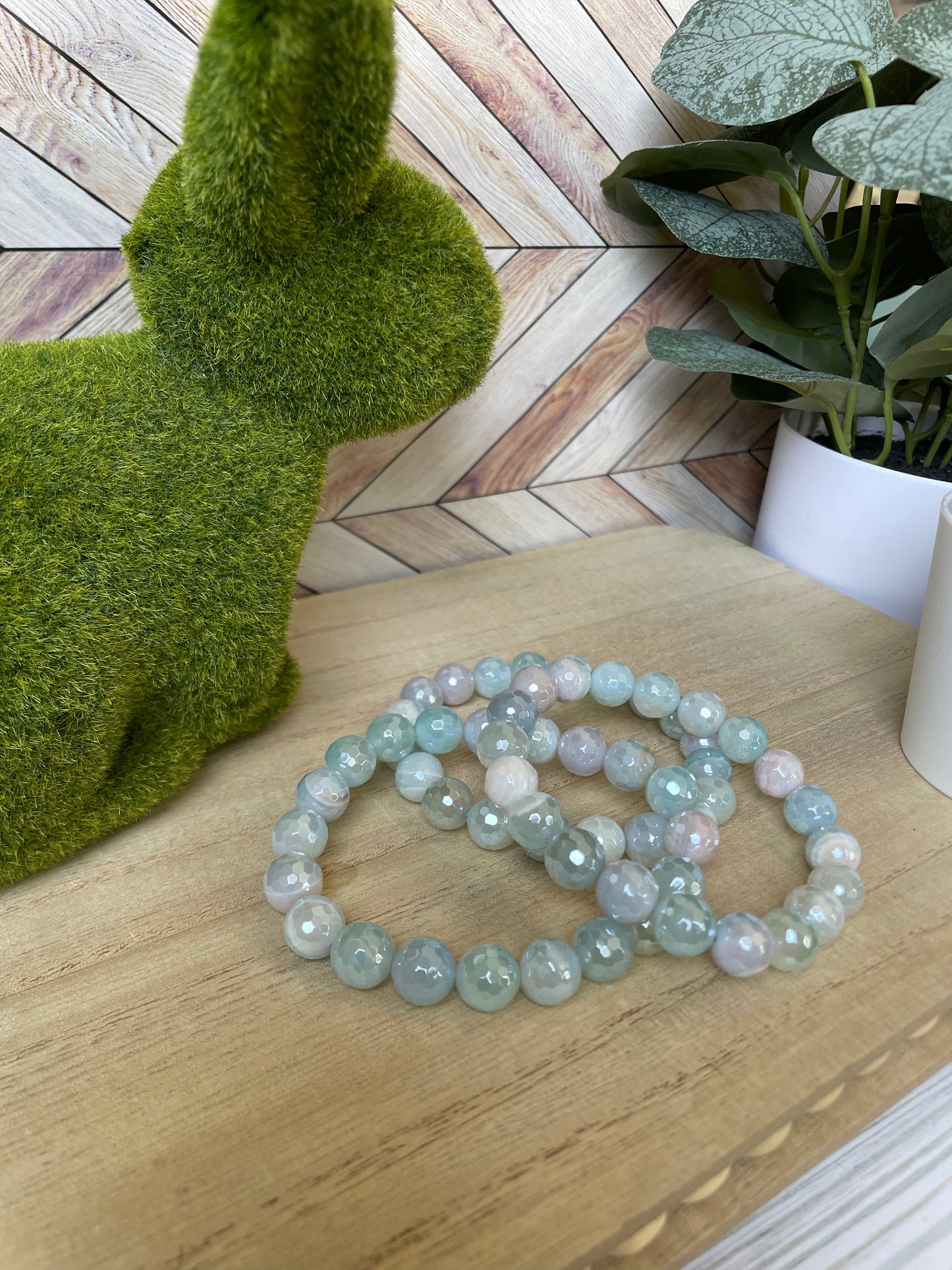 Plated Agate Stretch Bracelet