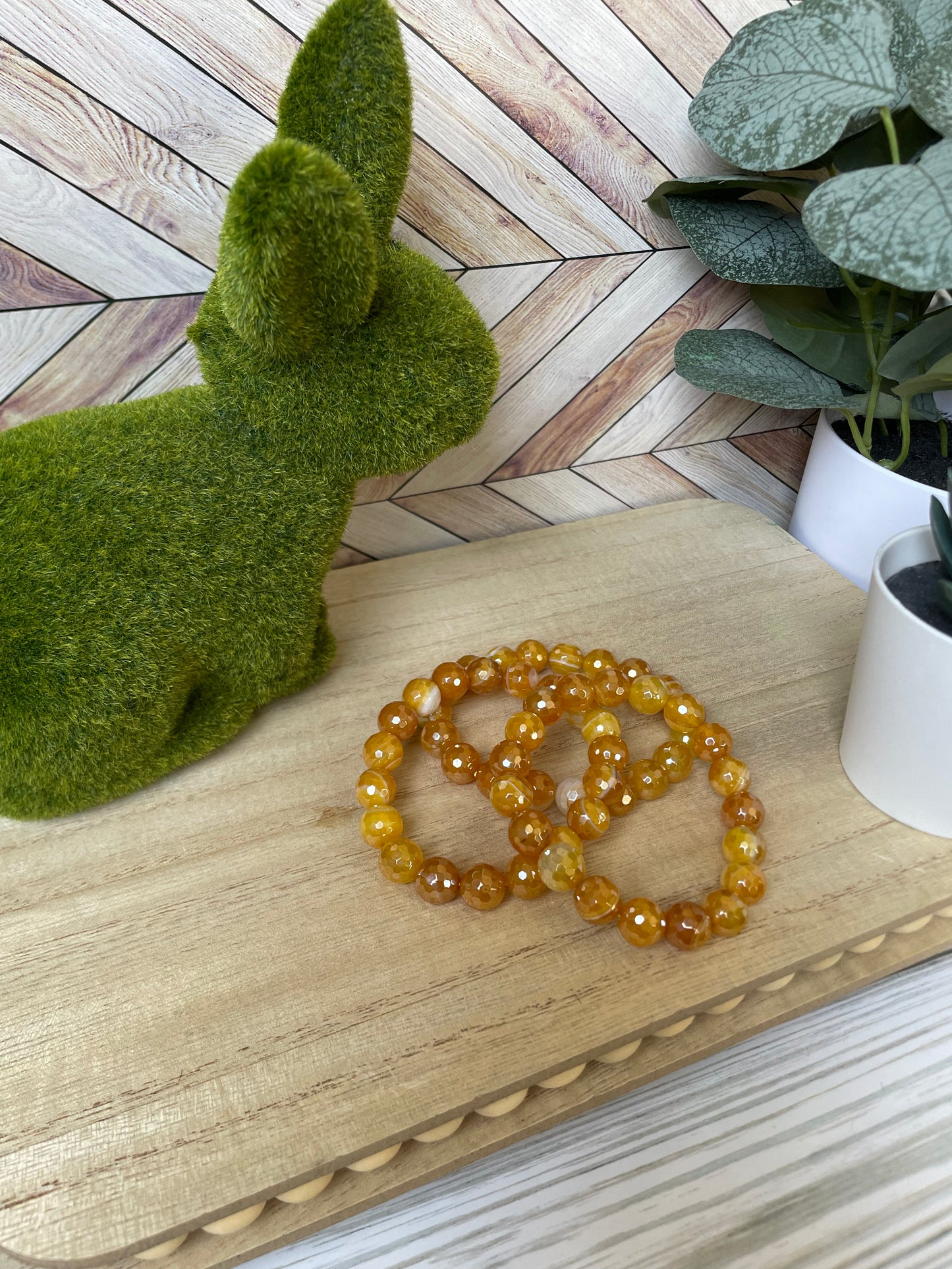 Plated Agate Stretch Bracelet