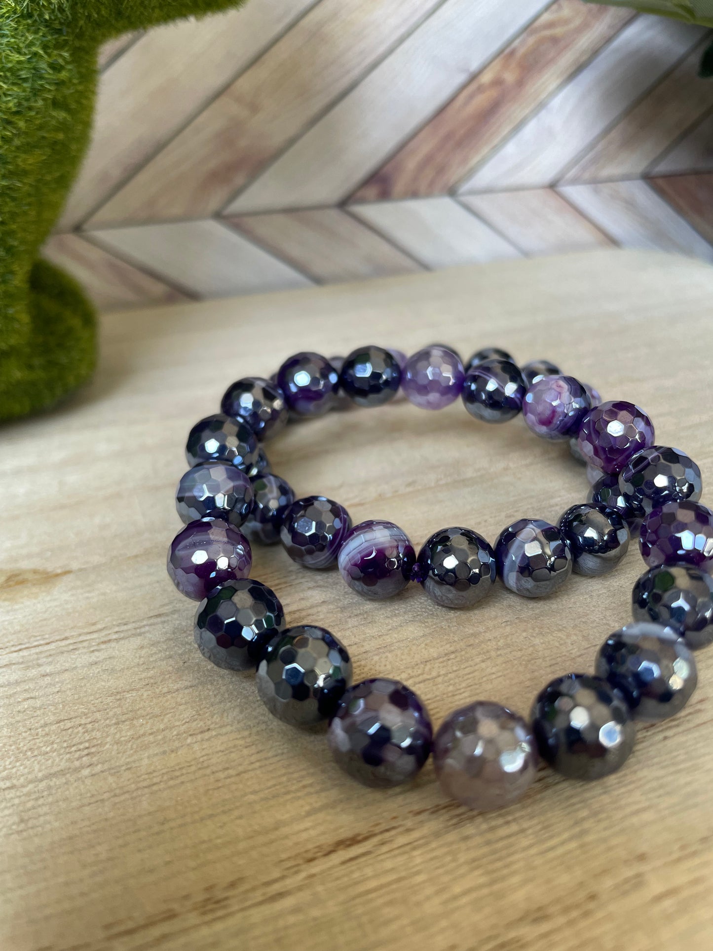Plated Agate Stretch Bracelet