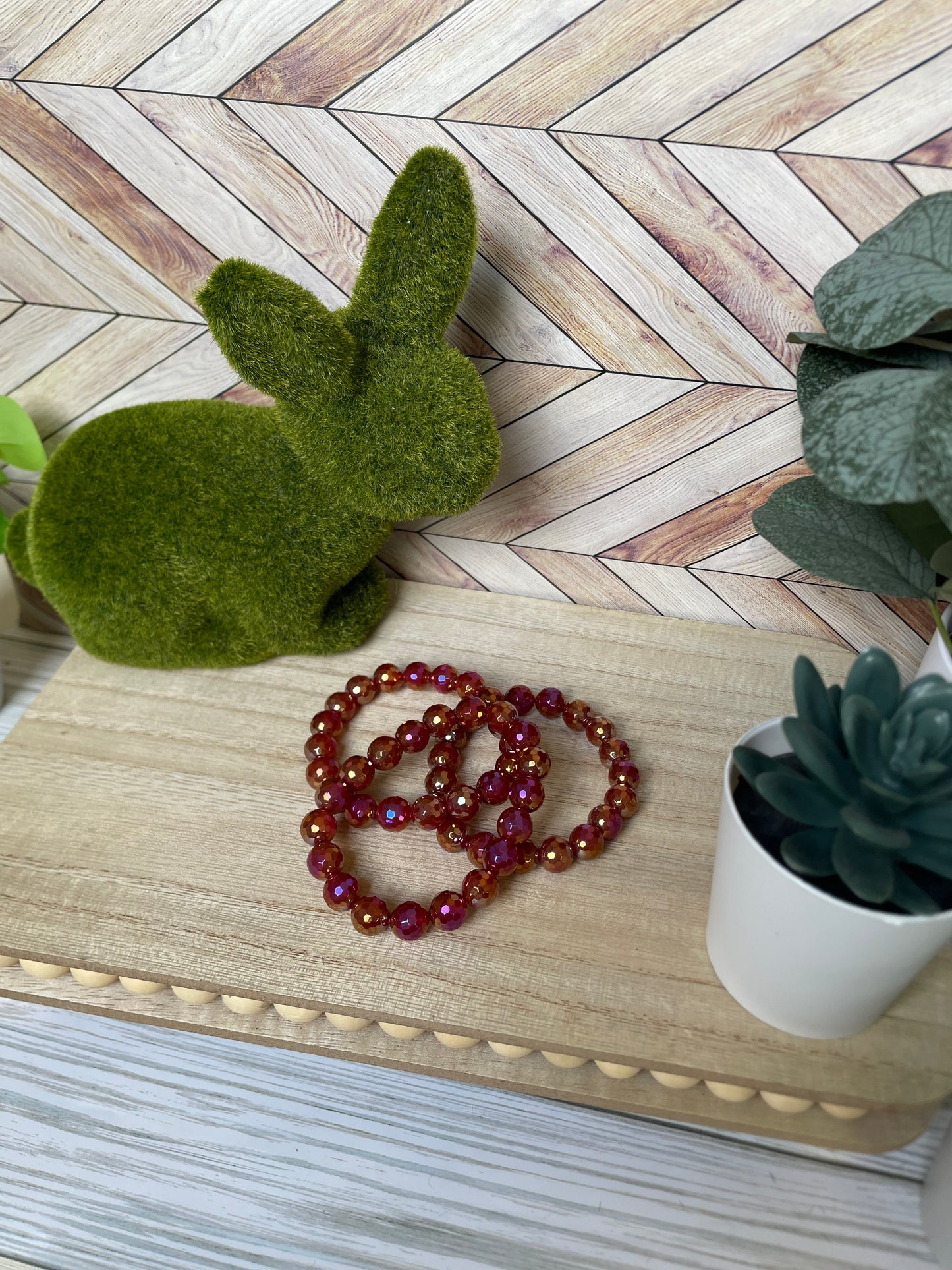 Plated Carnelian Stretch Bracelet