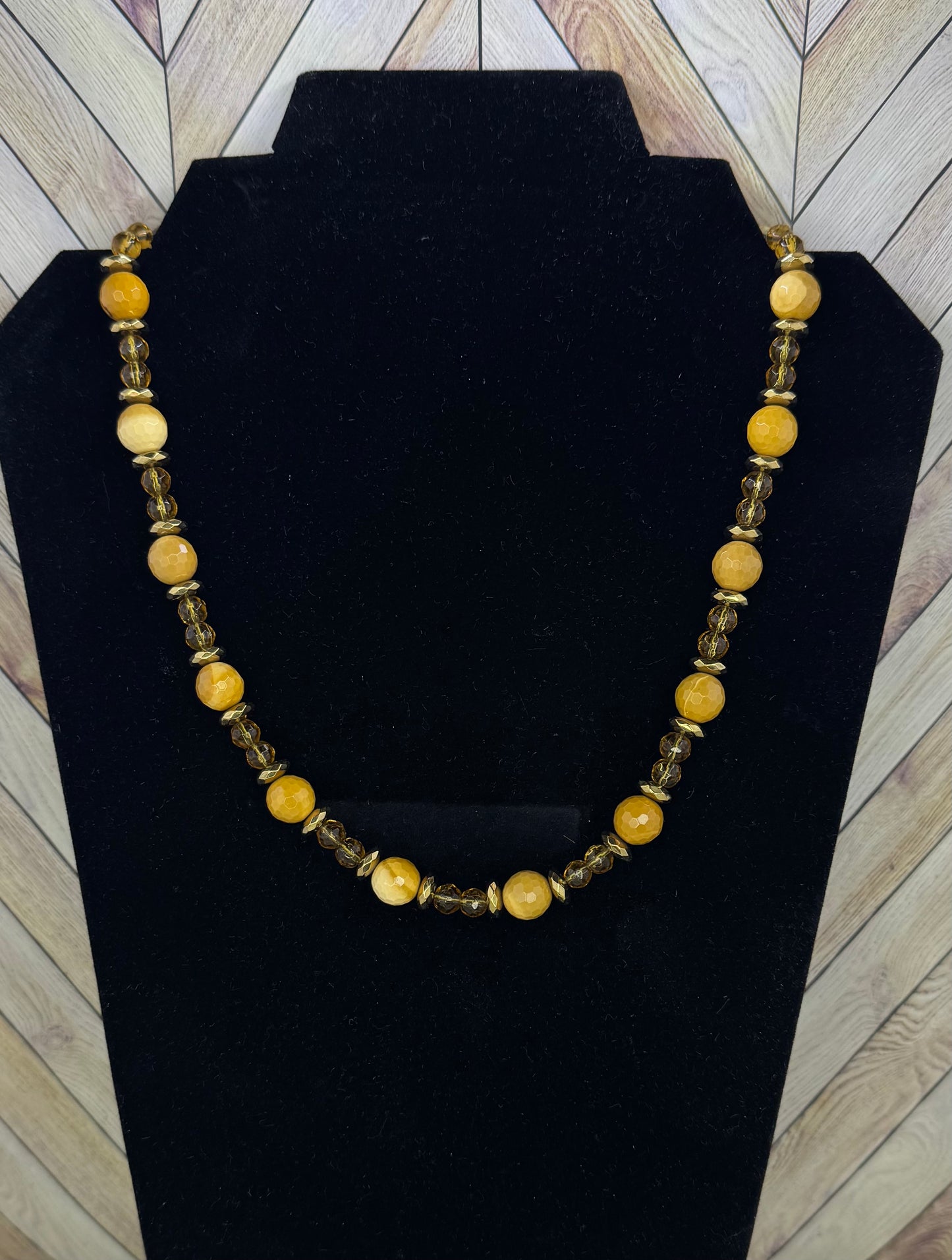 Faceted Yellow Polychrome Jasper Necklace