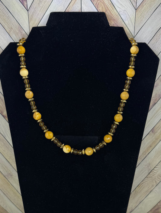 Faceted Yellow Polychrome Jasper Necklace