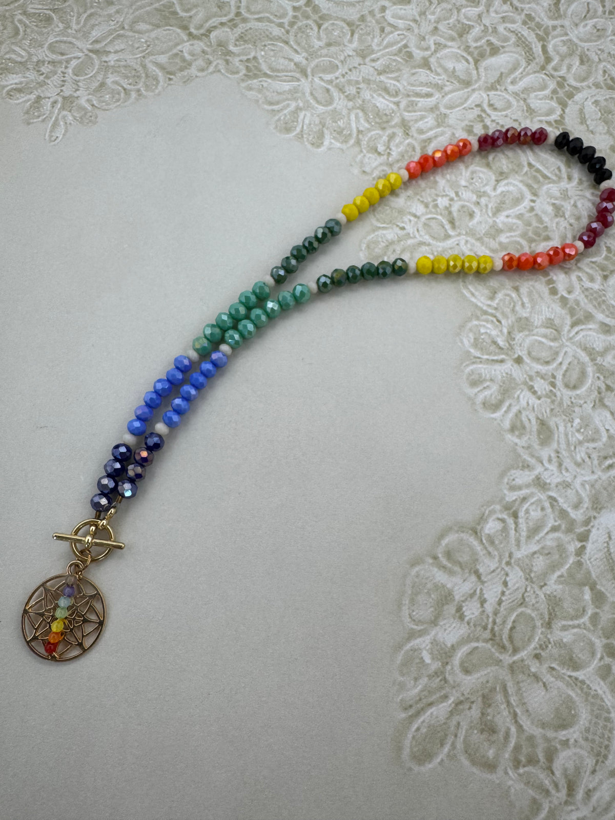 Multi-Colored Glass Beaded Necklace