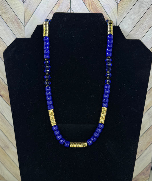 Royal Blue Beaded Necklace