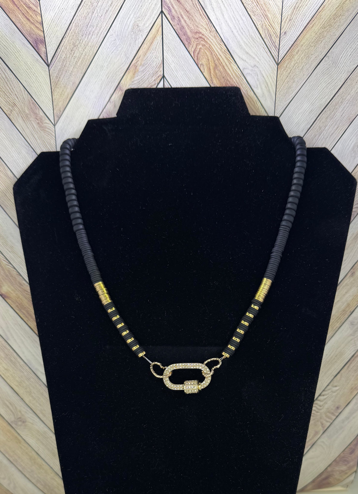 Black Beaded / Rhinestone Necklace