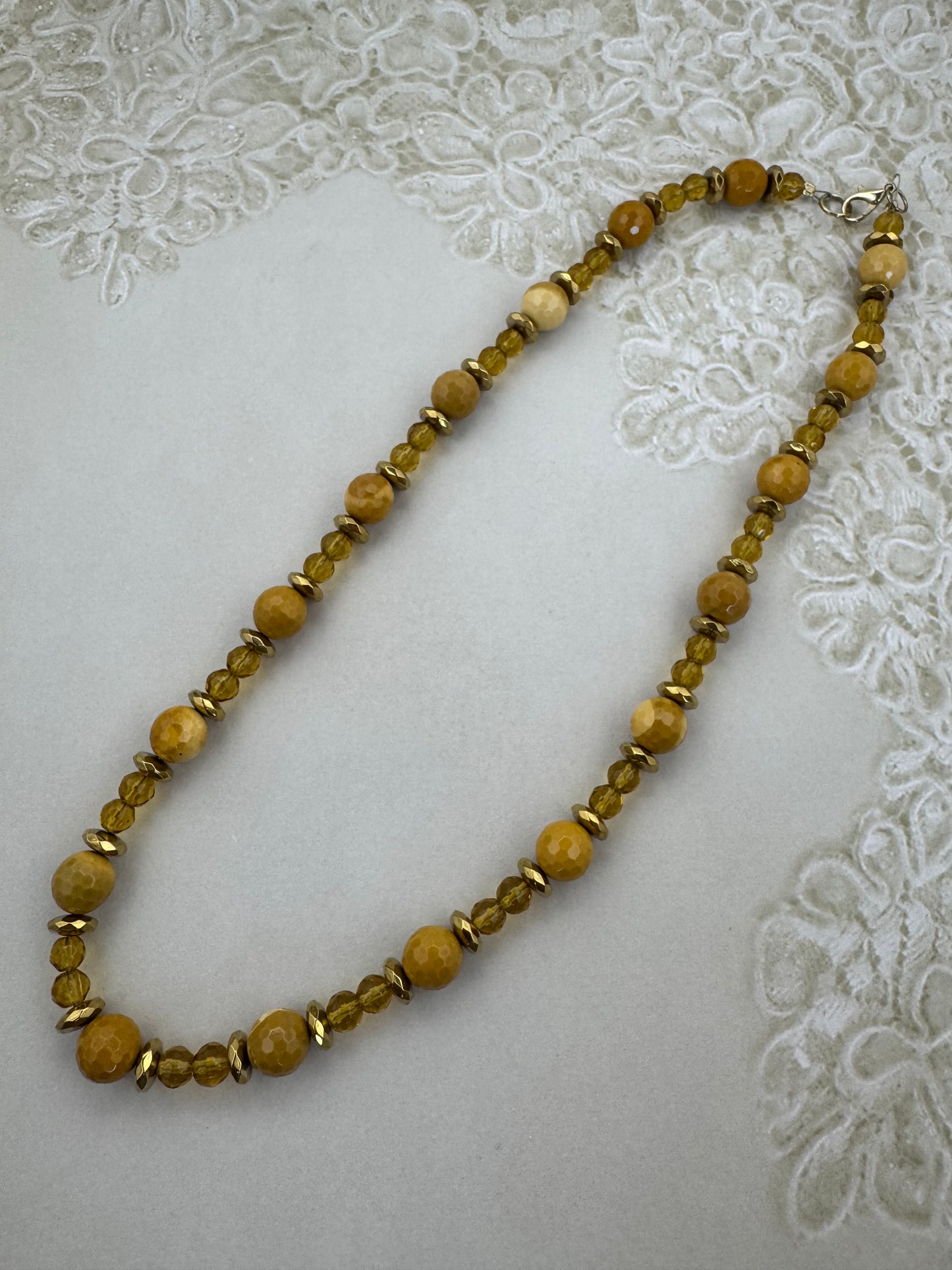 Faceted Yellow Polychrome Jasper Necklace