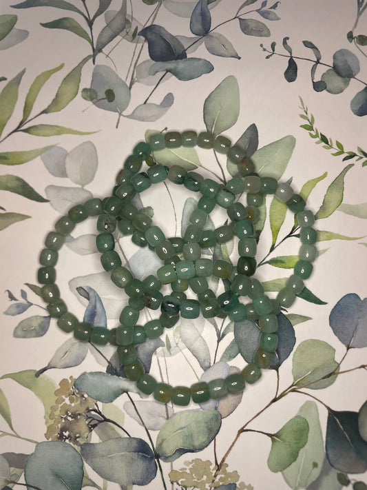 Barrel Bead Green Aventurine Bracelet