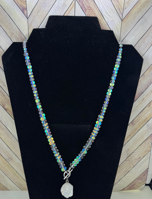 Iridescent White Quartz Necklace