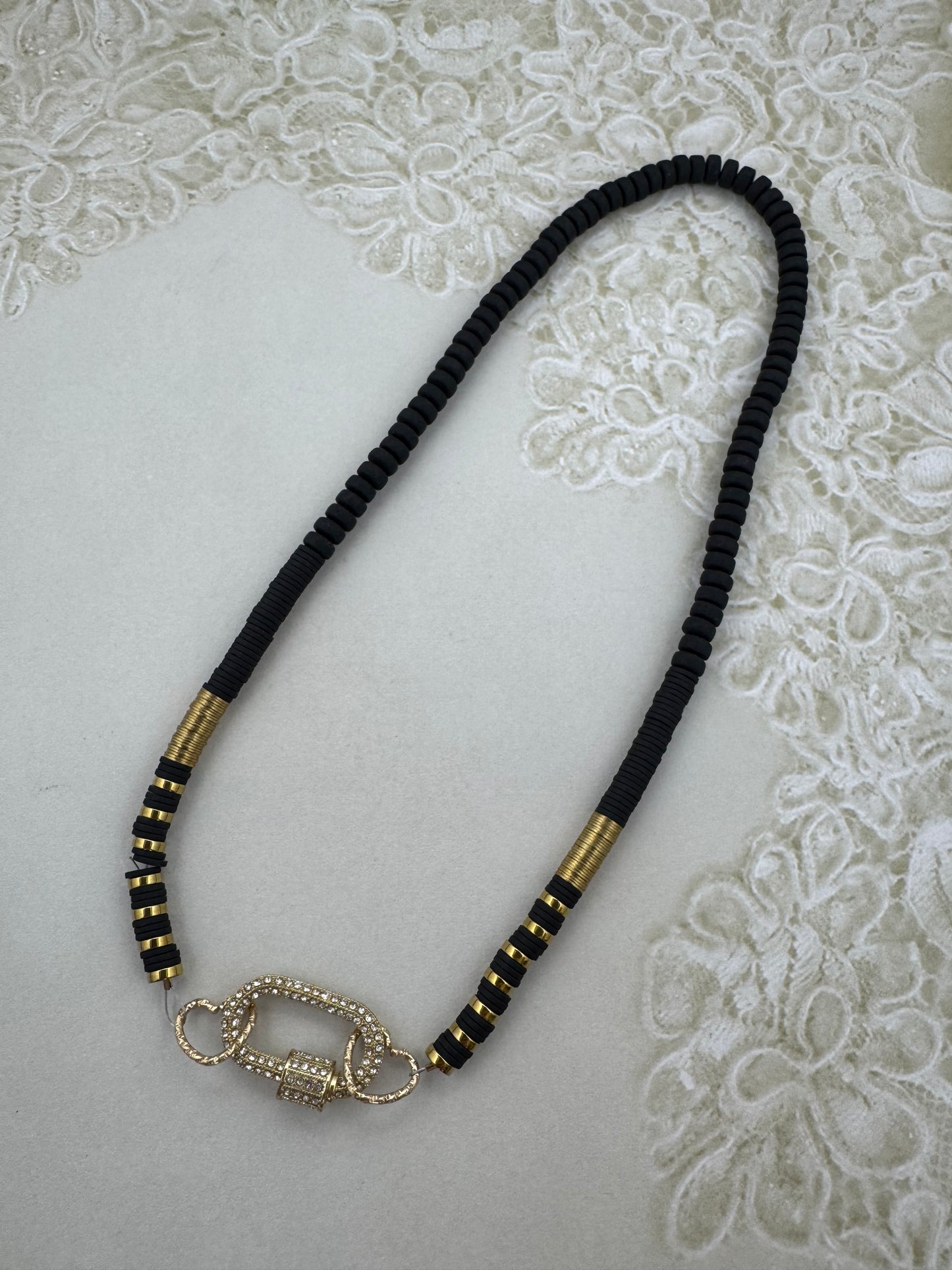 Black Beaded / Rhinestone Necklace