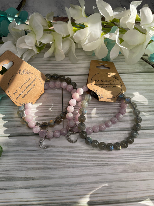 Spectrolite & Kunzite Bracelet Stack