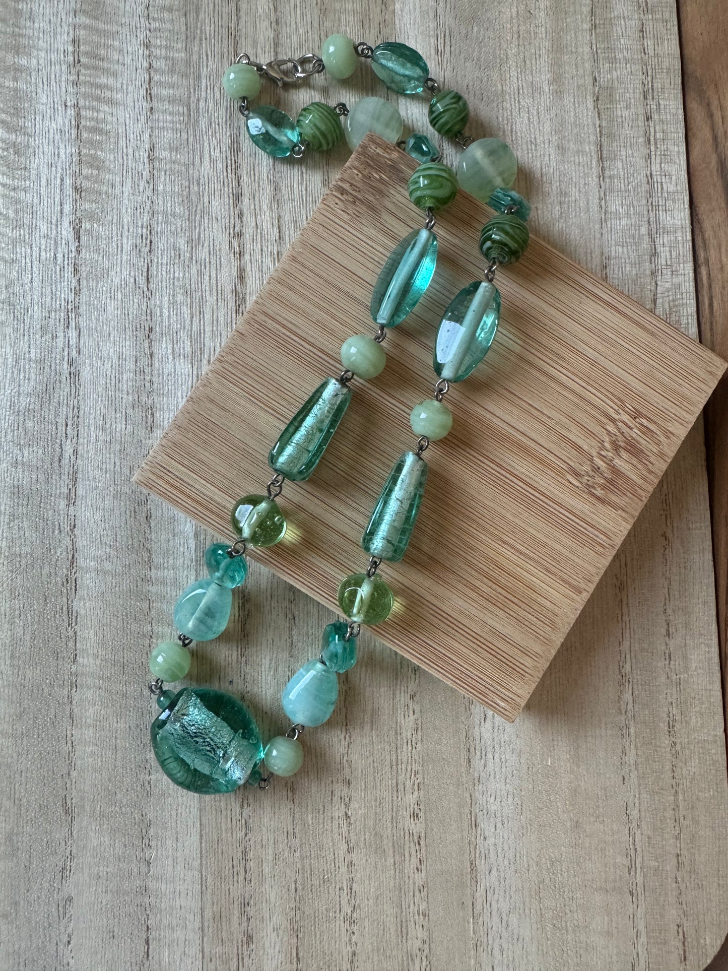 Teal Glass Bead Necklace