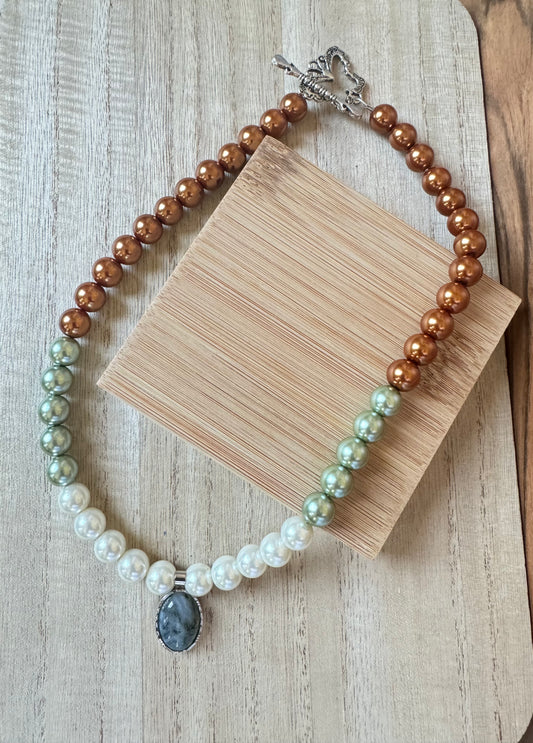 Earth Colors Glass Pearl Necklace