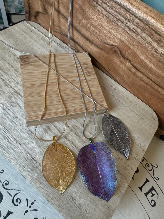 Plated Leaf Pendant Necklace