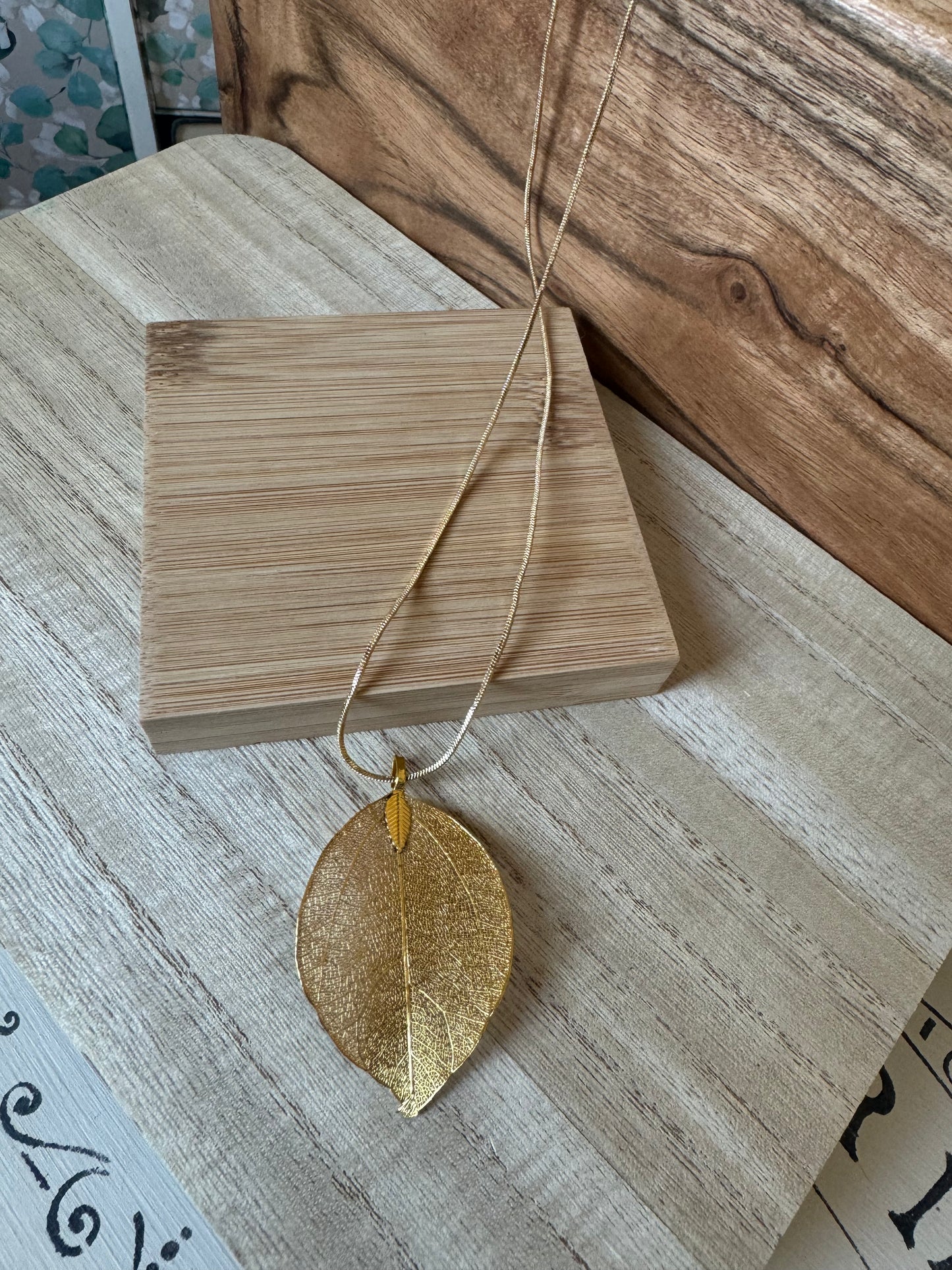 Plated Leaf Pendant Necklace