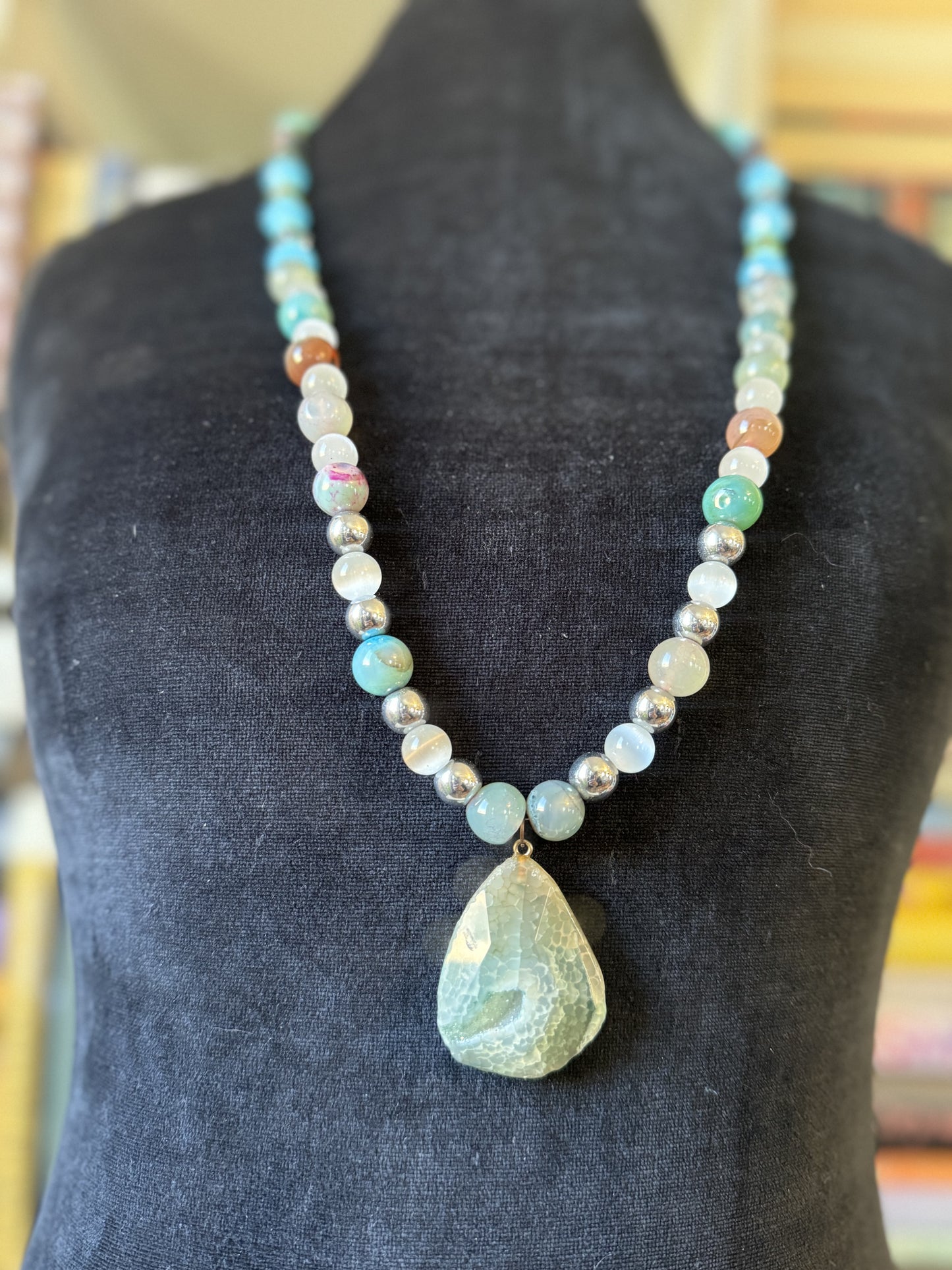 Turquoise Agate & Quartz Necklace