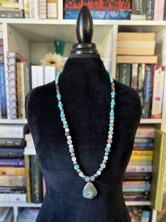 Turquoise Agate & Quartz Necklace