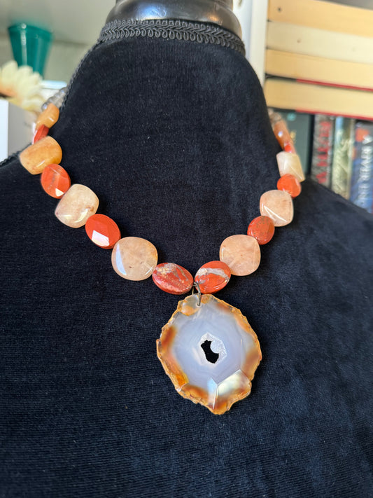 Carnelian, Jasper, Quartz Necklace