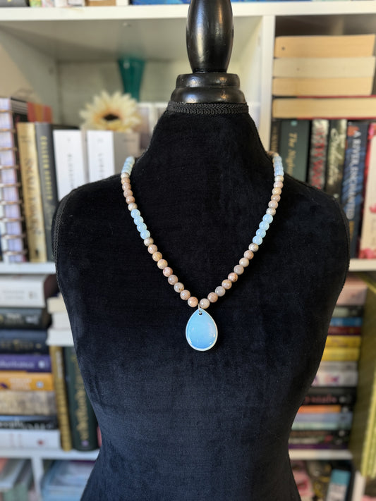 Peach Moonstone & Opalite Necklace