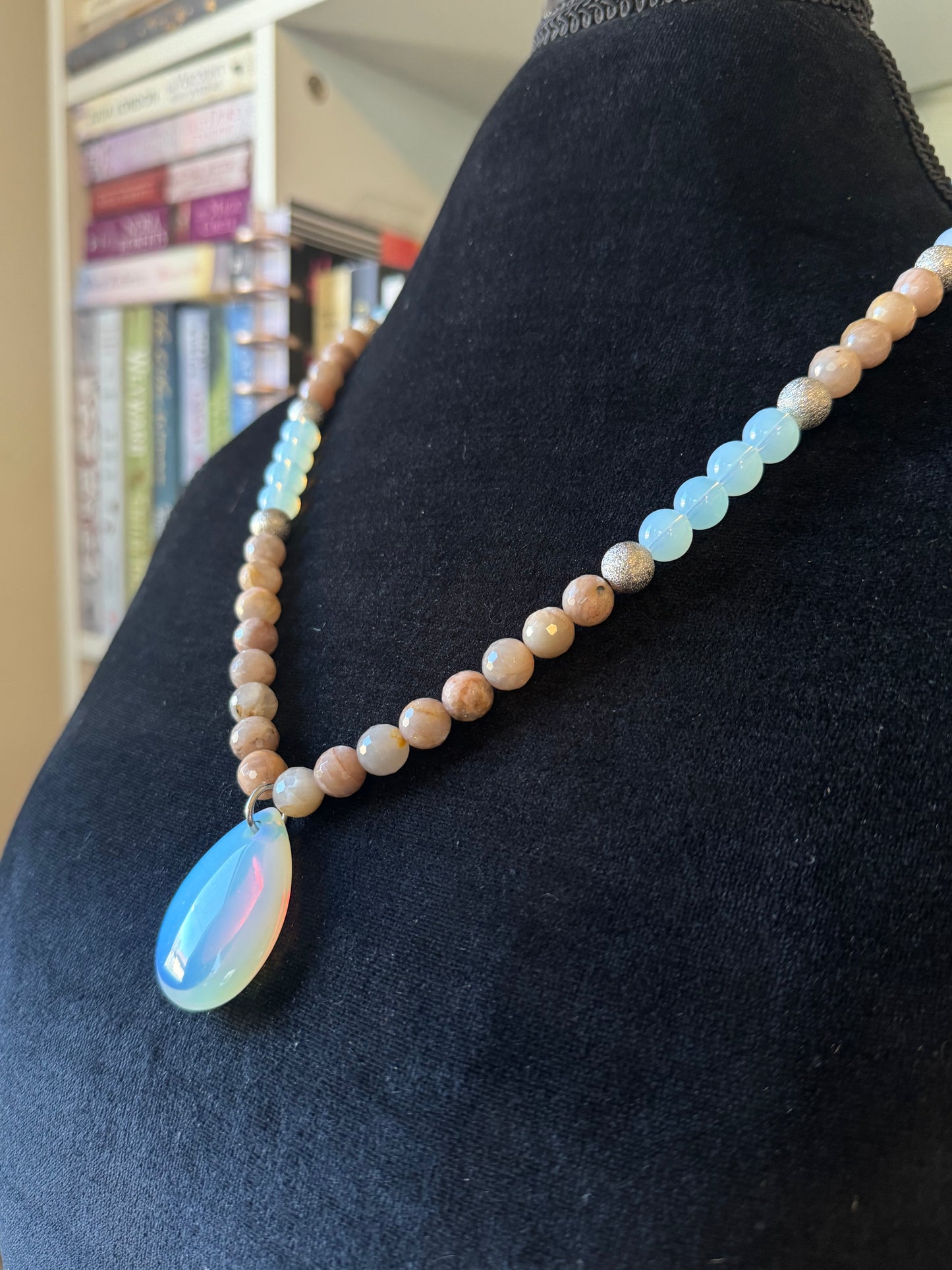 Peach Moonstone & Opalite Necklace