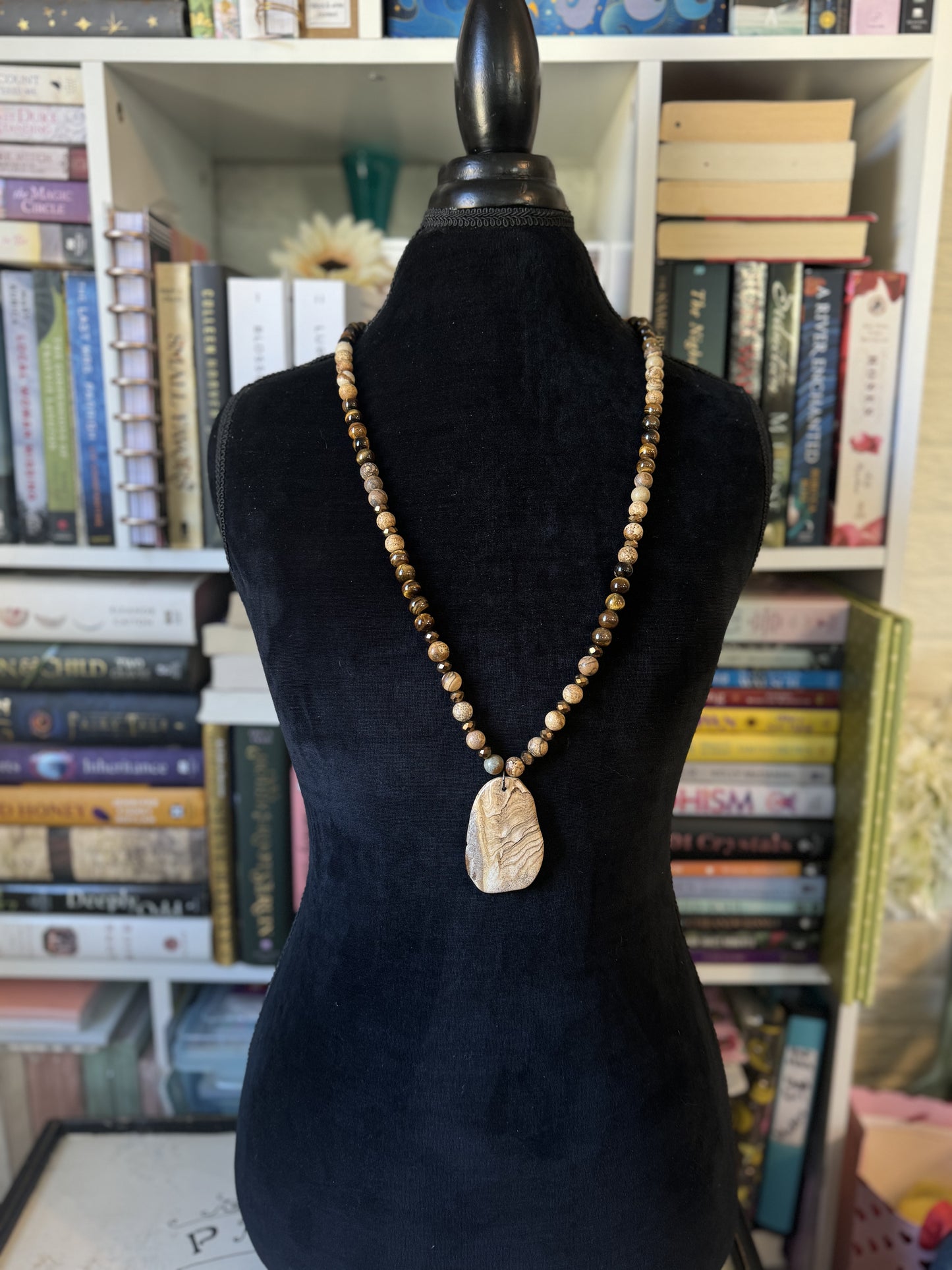 Picture Jasper Long Beaded Necklace