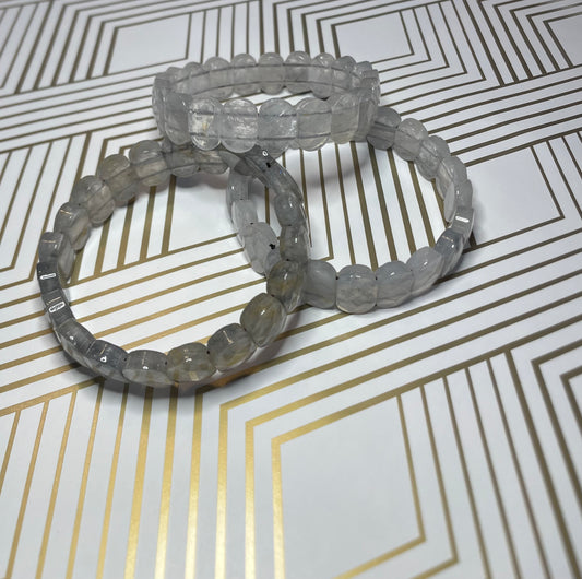 Faceted Clear Quartz Bangle Bracelet