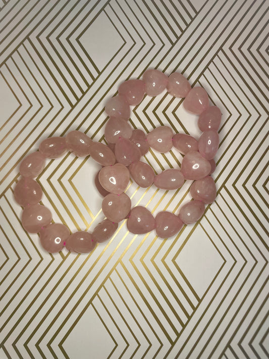Heart Bead Rose Quartz Bracelet