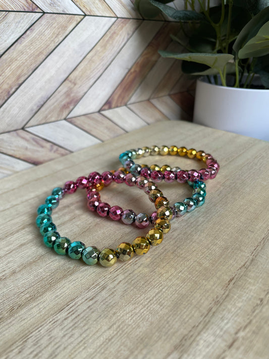 Plated Hematite Stretch Bracelets