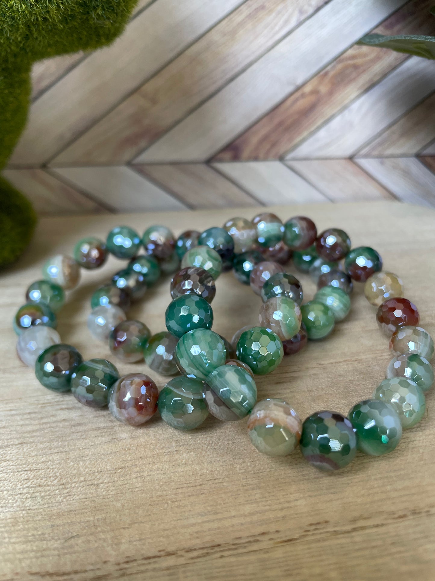 Plated Agate Stretch Bracelet