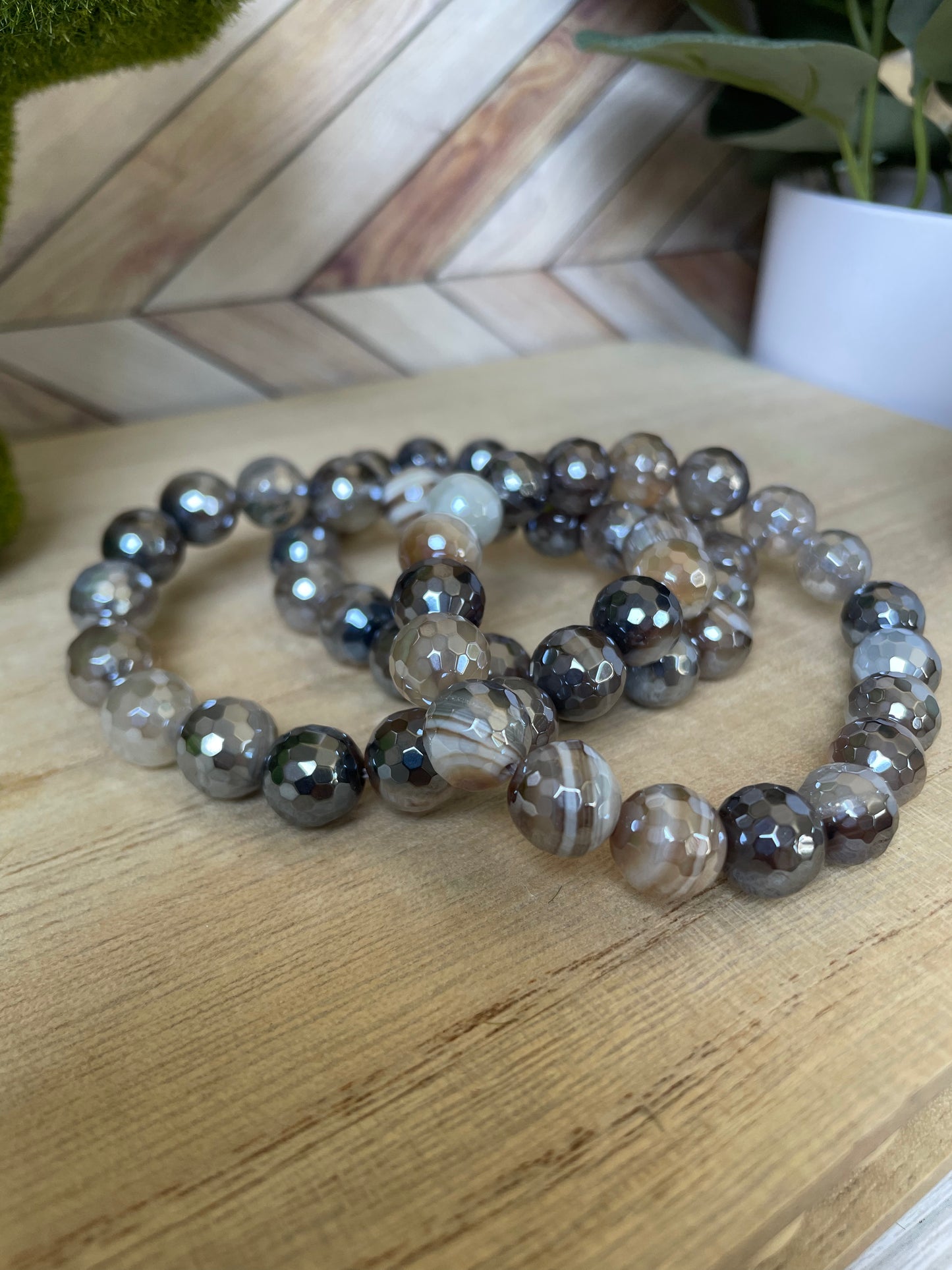 Plated Agate Stretch Bracelet