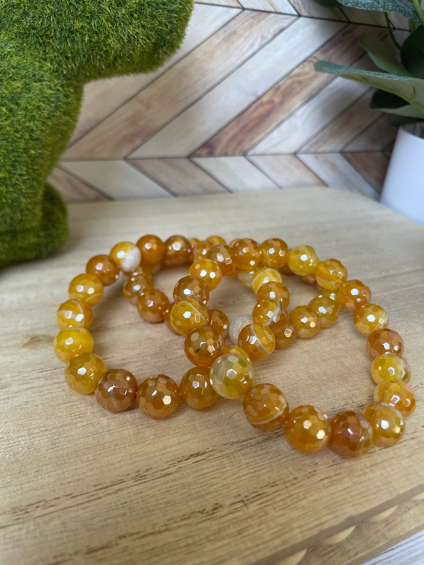 Plated Agate Stretch Bracelet