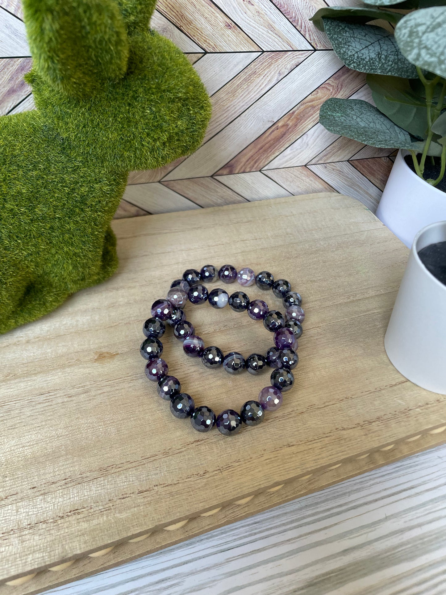 Plated Agate Stretch Bracelet