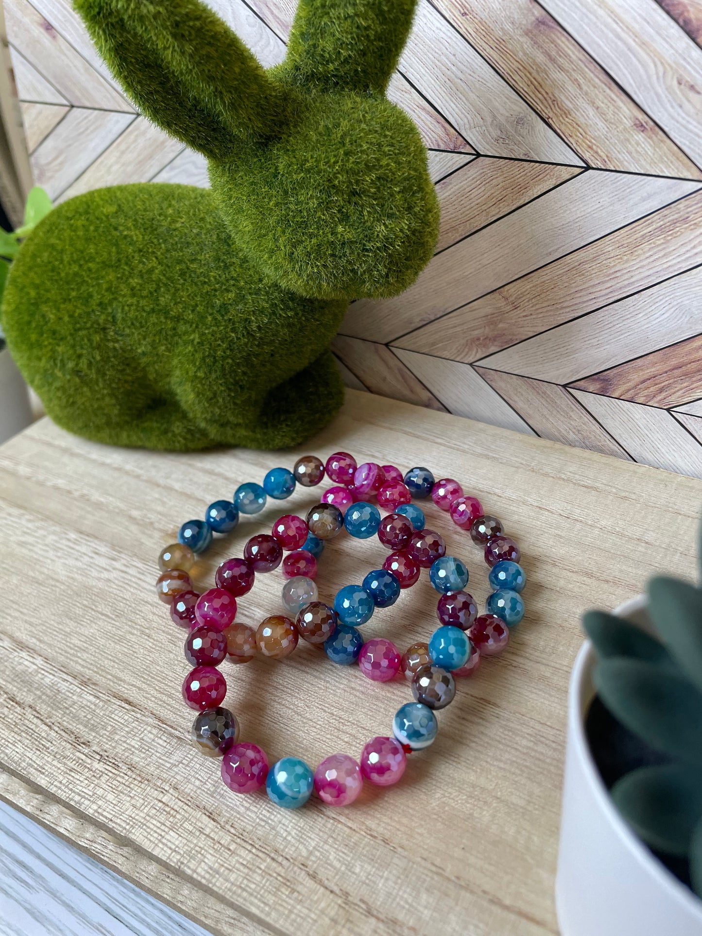 Plated Agate Stretch Bracelet