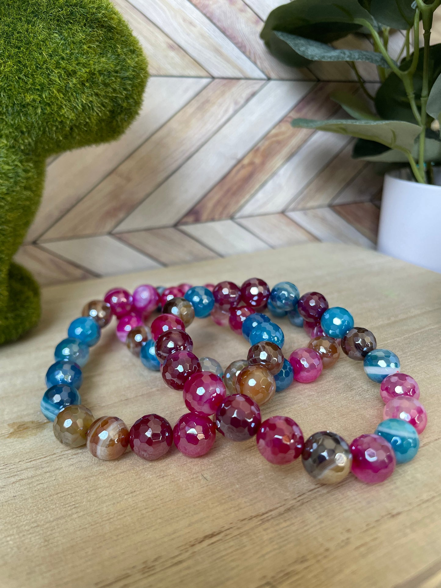 Plated Agate Stretch Bracelet