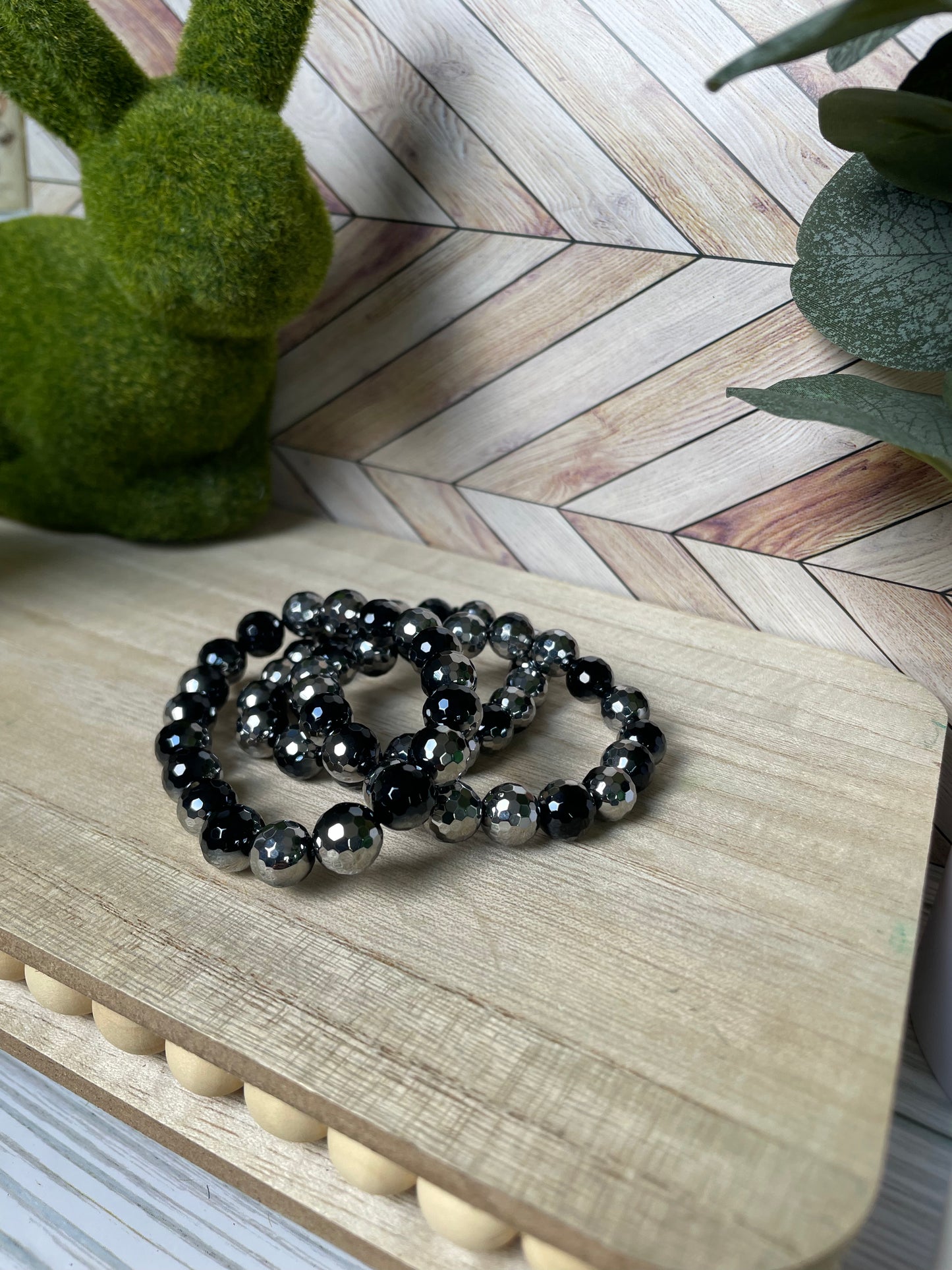 Plated Onyx Stretch Bracelets