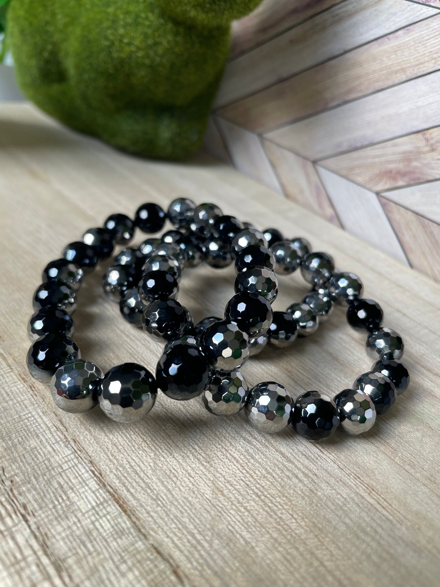 Plated Onyx Stretch Bracelets