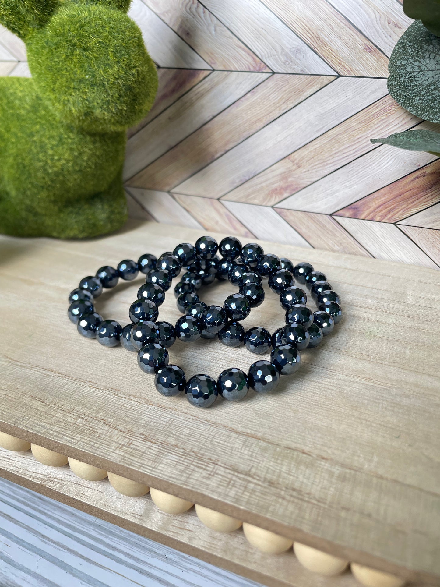 Plated Onyx Stretch Bracelets